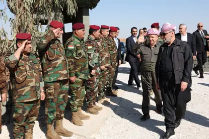 Serok Barzanî serdana çeperê Pêşmergeyan kir
