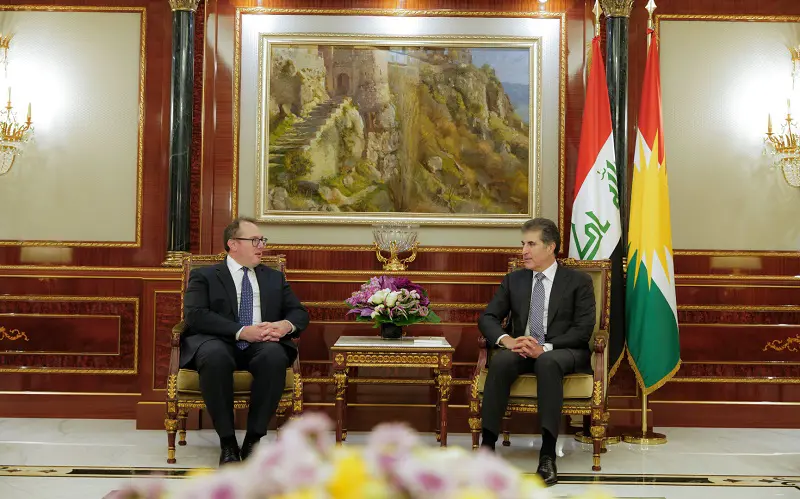 سه‌رۆكی ھەرێمی کوردستان و هه‌ڵسووڕێنه‌رى باڵیۆزخانه‌ى ئه‌مریكا كۆبوونه‌وه‌