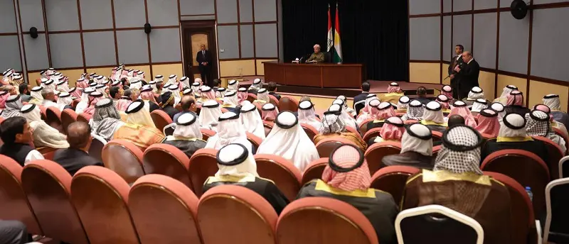 سەرۆک بارزانی پێشوازی لە شێخ و پیاو ماقوولانی عەرەب لە قەزای مەخمور کرد