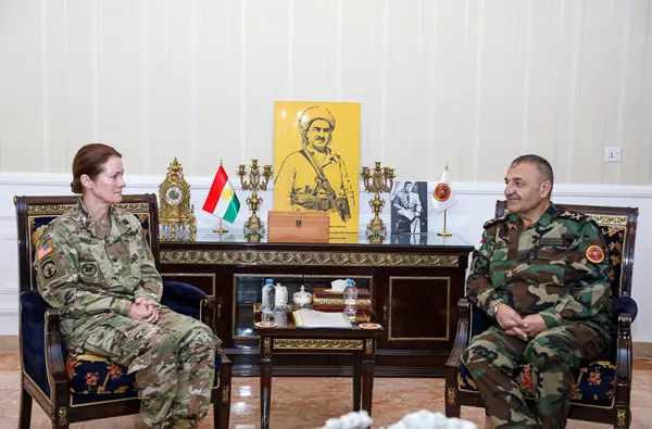 فەرماندەی ھێزەکانی پشتیوانی یەک پێشوازی لە شاندێکی سەربازی ئەمریکا کرد