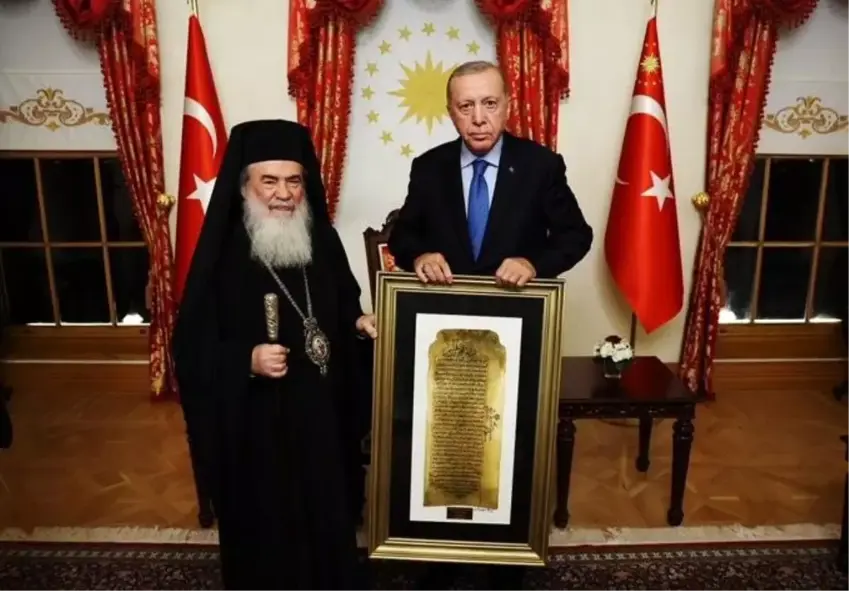 Erdoğan, Patrîkê Qudsê yê Ortodoksên Rûman qebûl kir
