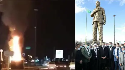 İran’da protestolar: Kasım Süleymani’nin heykeli yakıldı 